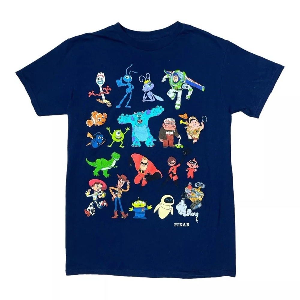 Disney Pixar T Shirt Men Size S/M Blue Short Sleeve Crew Neck Casual Cartoons